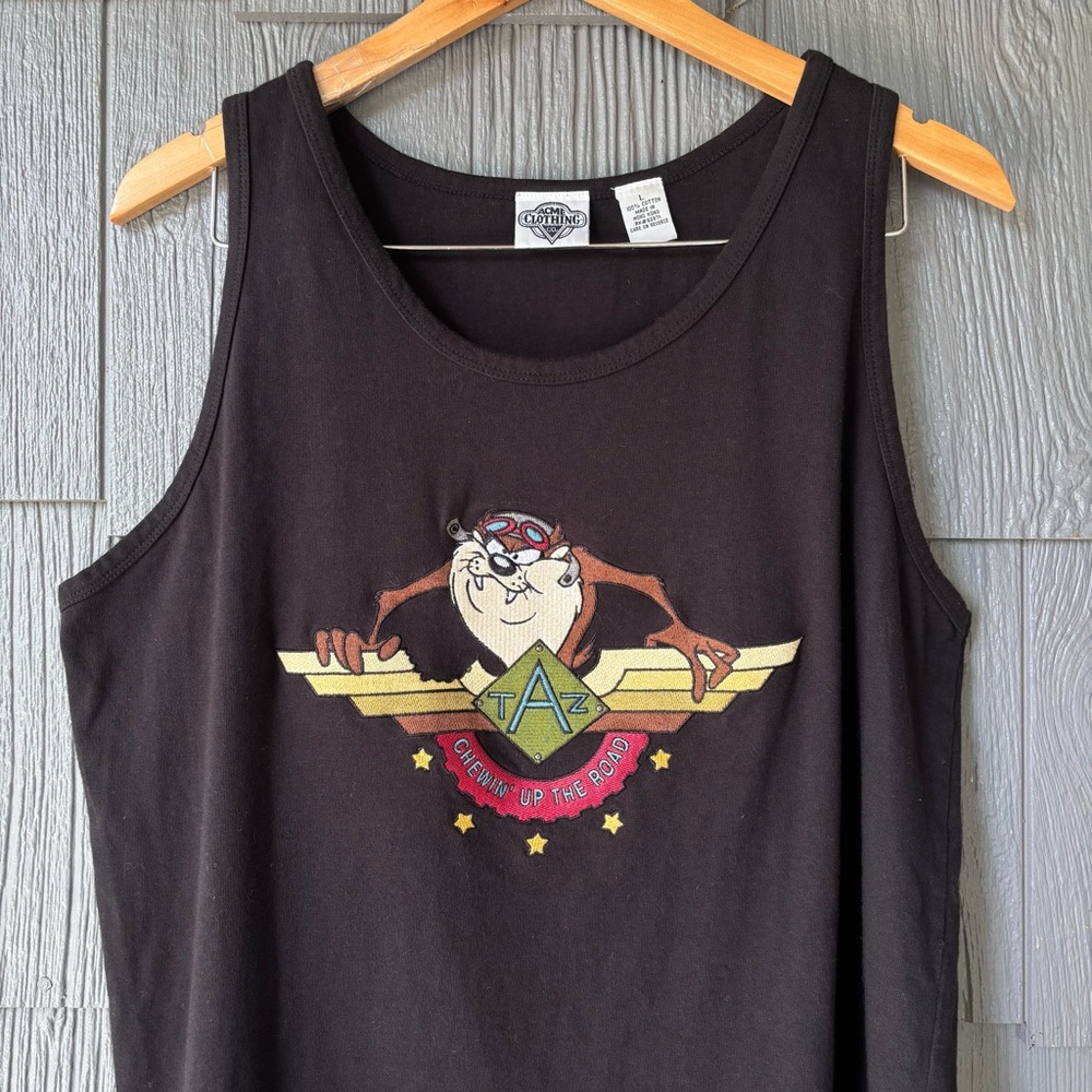 Looney Tunes Vintage Cotton Tank Top Size Large Taz Devil - Picture 3 of 7